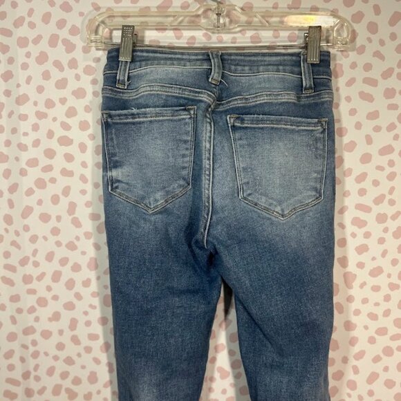 Flying Monkey Women’s Jeans 24 Waist Mid Rise‎ Ankle Skinny Distressed Raw Hem 0 - Picture 7 of 10
